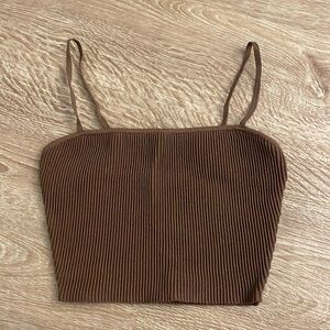 Aritzia Babaton Sculpt Knit Cropped Cami Tank, Spinecone Brown